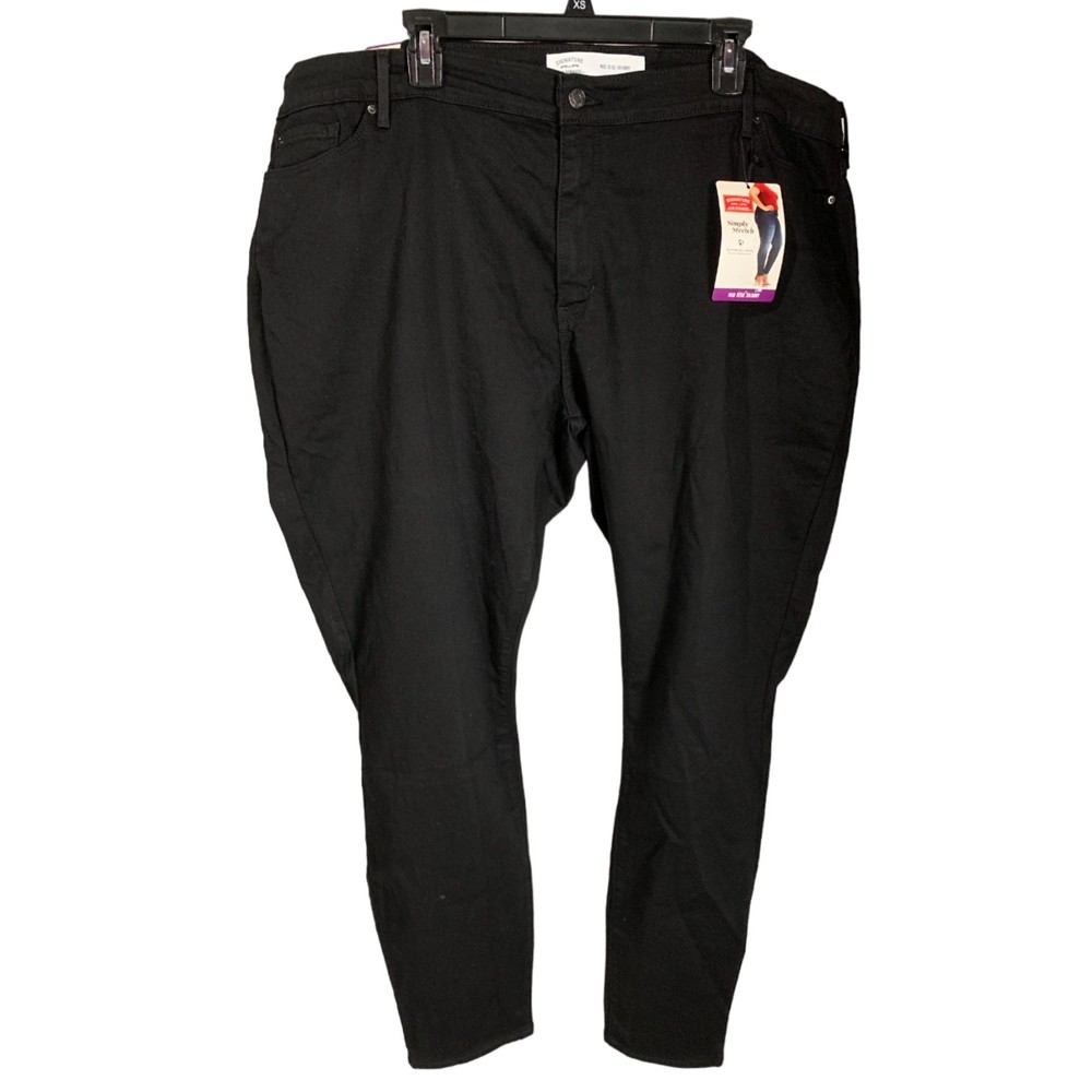Signature Levi Strauss Mid Rise Skinny Jeans, Women's Size 28M, Black